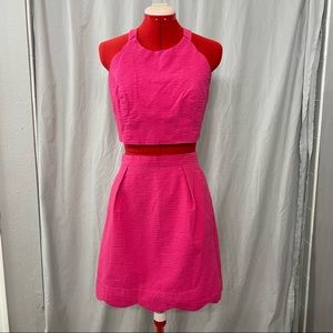 Hot pink seersucker two piece set